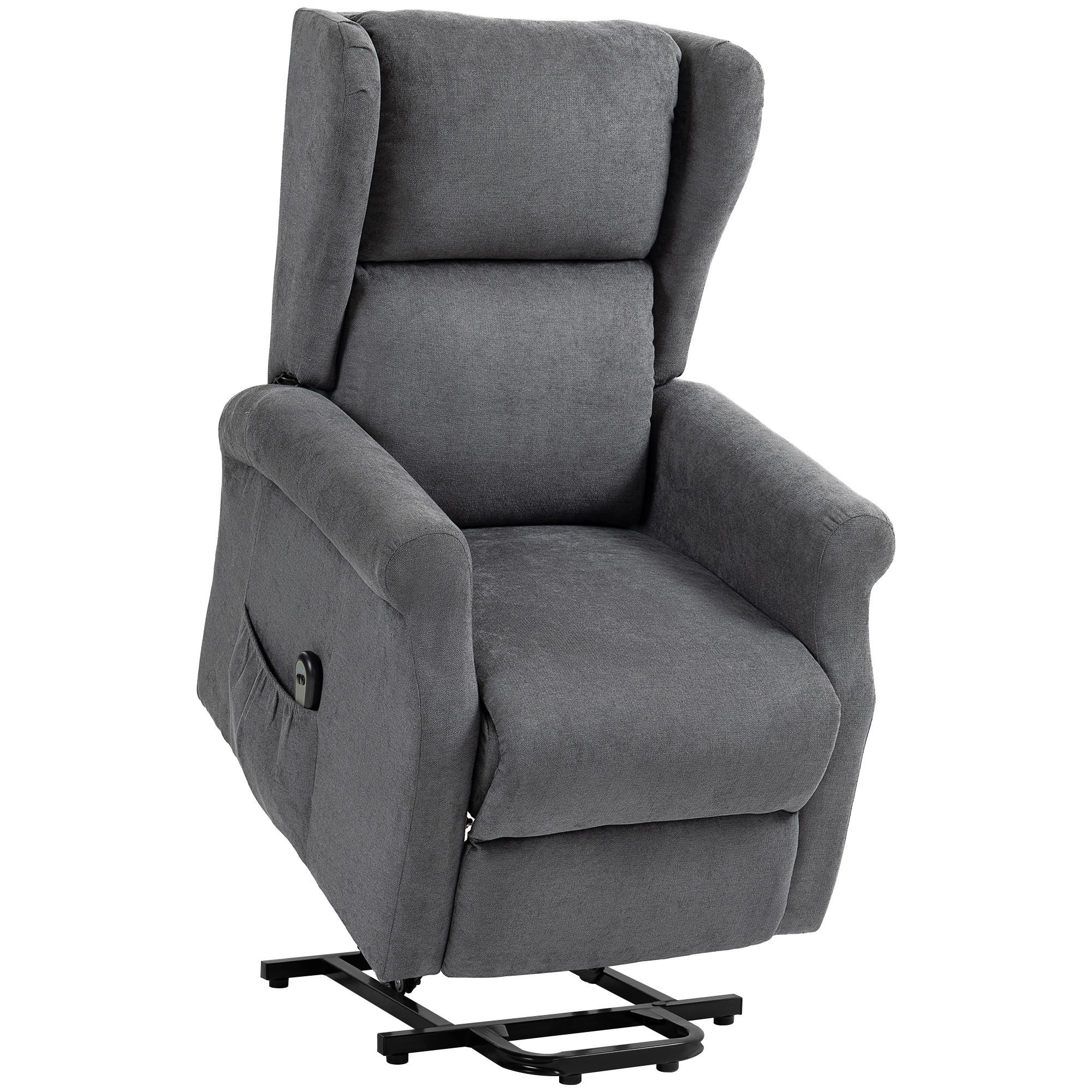 FERNSEHSESSEL mit Aufstehhilfe Leinen Dunkelgrau - Dunkelgrau/Schwarz, Textil/Metall (94/111/74cm) - HOMCOM