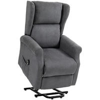 FERNSEHSESSEL mit Aufstehhilfe Leinen Dunkelgrau - Dunkelgrau/Schwarz, Textil/Metall (94/111/74cm) - HOMCOM