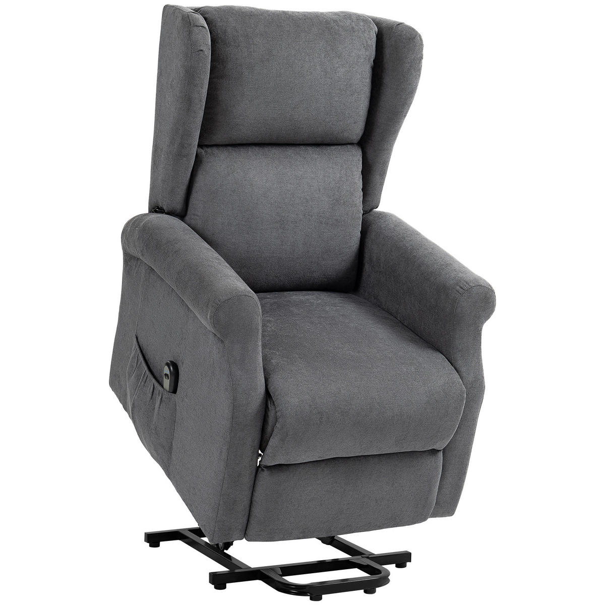 FERNSEHSESSEL mit Aufstehhilfe Leinen Dunkelgrau - Dunkelgrau/Schwarz, Textil/Metall (94/111/74cm) - HOMCOM