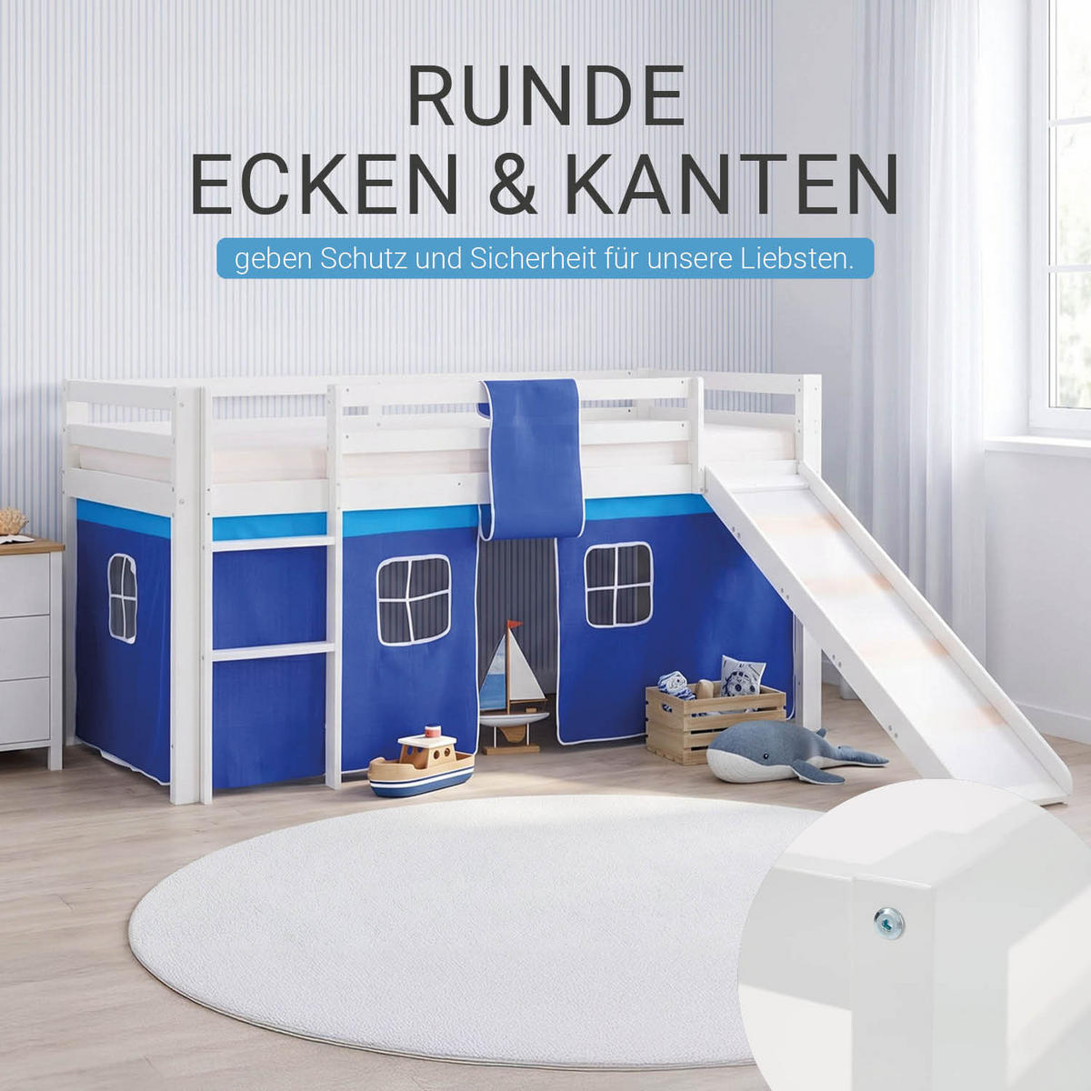 HOCHBETT mit Rutsche 90/200 cm blau - Blau/Weiß, Holz - Homestyle4u