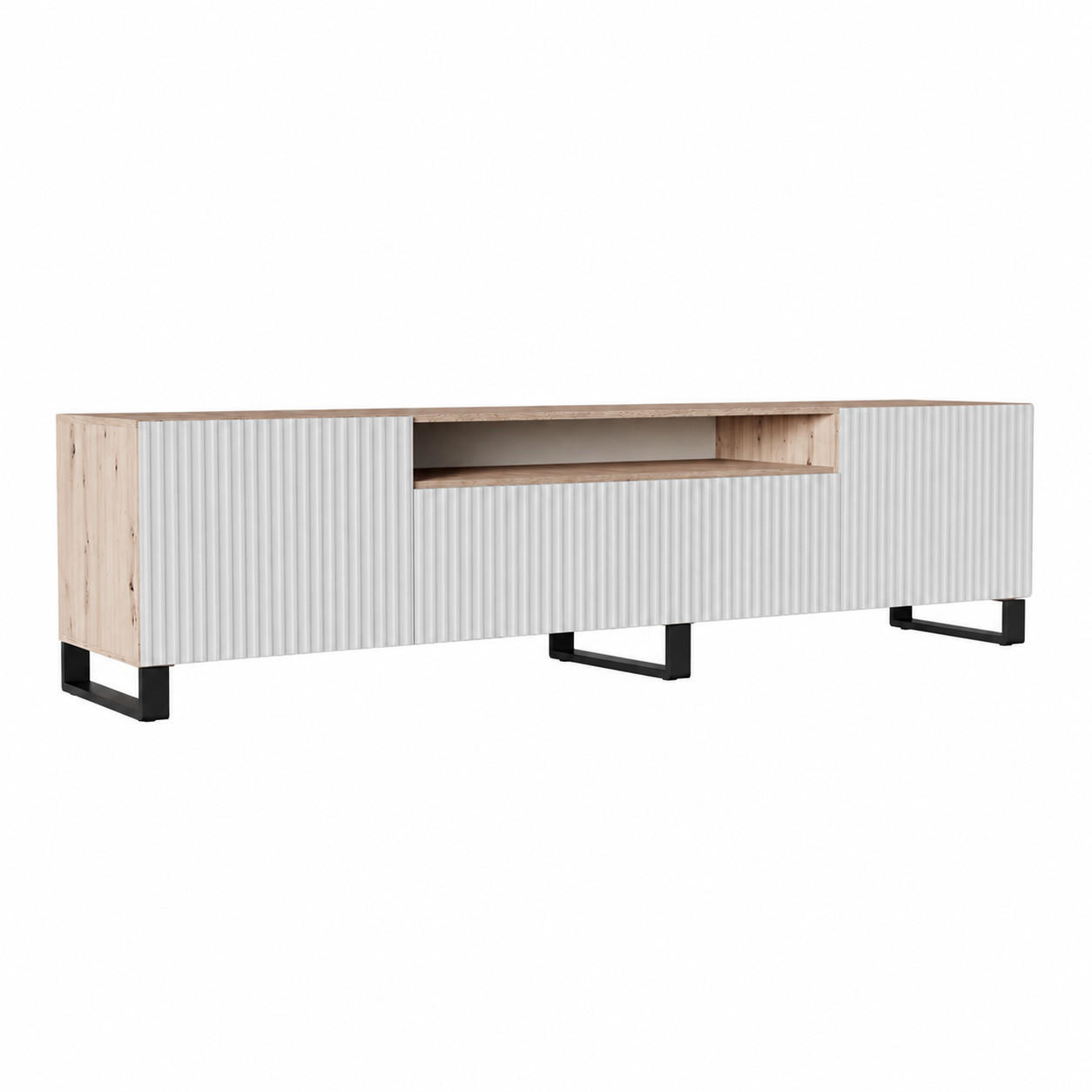 TV-SCHRANK Noe III 200 cm, dreitürig, artisan, weiß - Eiche Artisan/Weiß, Kunststoff (200/53/41cm) - Margaret Hadas24