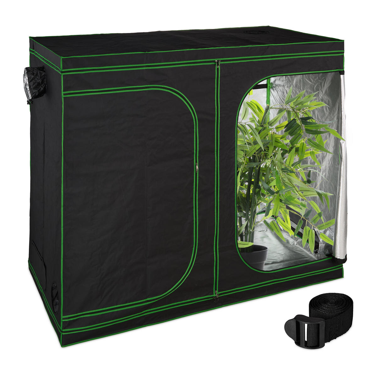 GROWZELT - Schwarz, Kunststoff/Textil (240/200/120cm) - Relaxdays