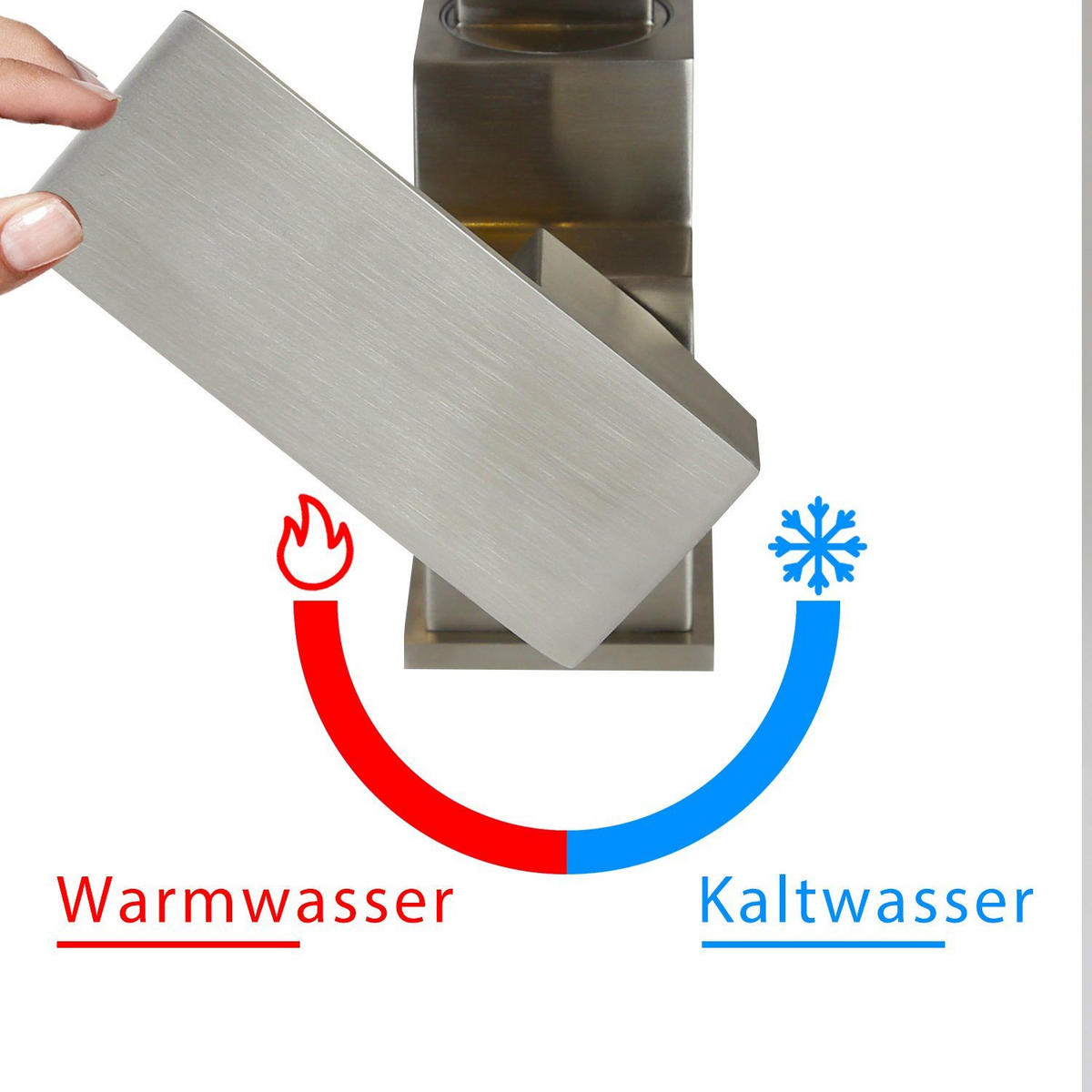 WASCHTISCHARMATUR Wassarg 4.9/35.5/23.2 cm - Silberfarben, Metall (4.9/35.5/23.2cm) - ZMH