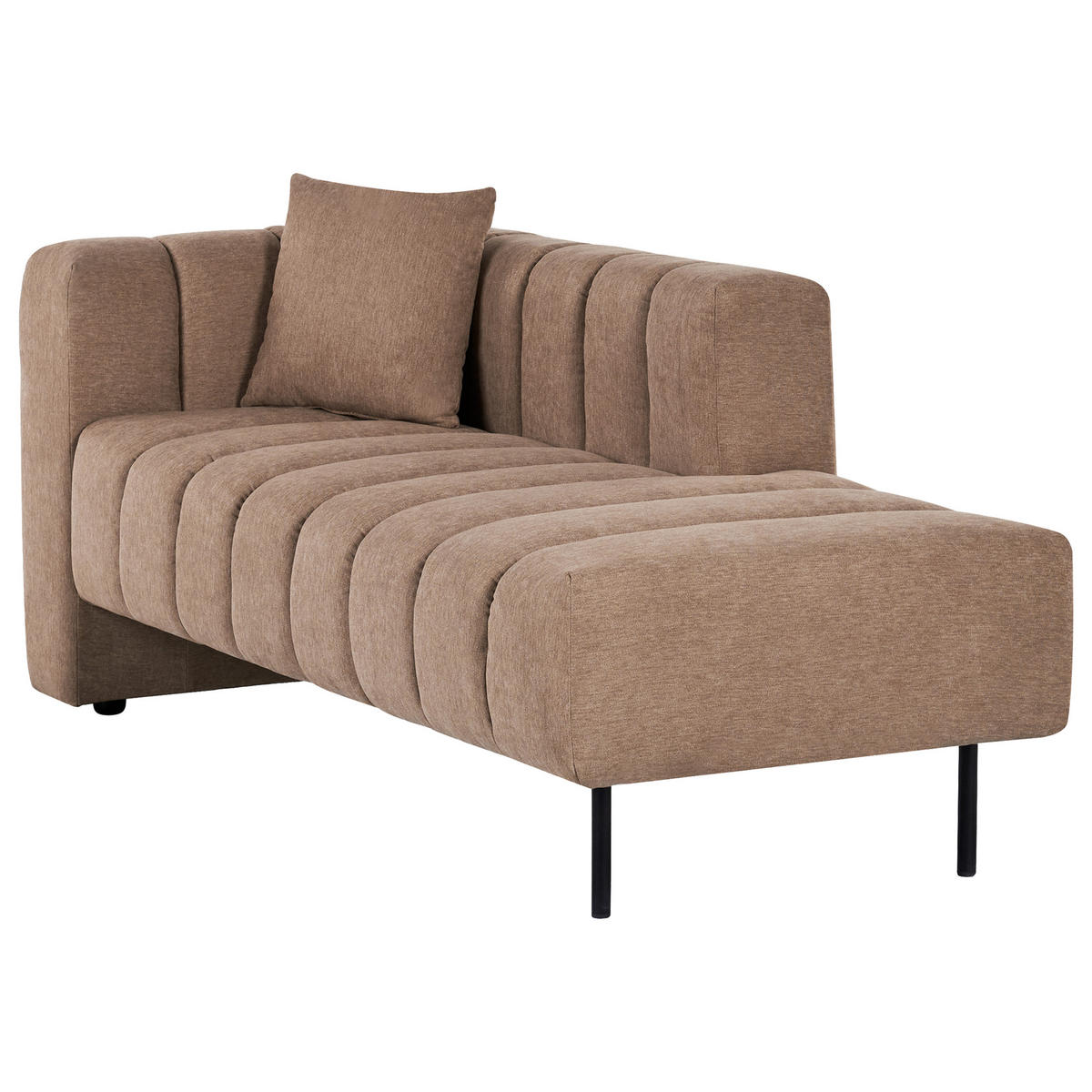 CHAISELONGUE-LINKSSEITIGE Stoff Hellbraun Lannils - Hellbraun/Schwarz, Textil (173/73/79cm) - Beliani