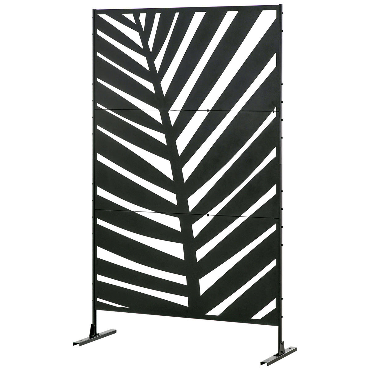 SICHTSCHUTZ,STAHL Palmblatt-Silhouette 1,2x2m,schwarz - Schwarz, Metall (122/198cm) - Vallsero