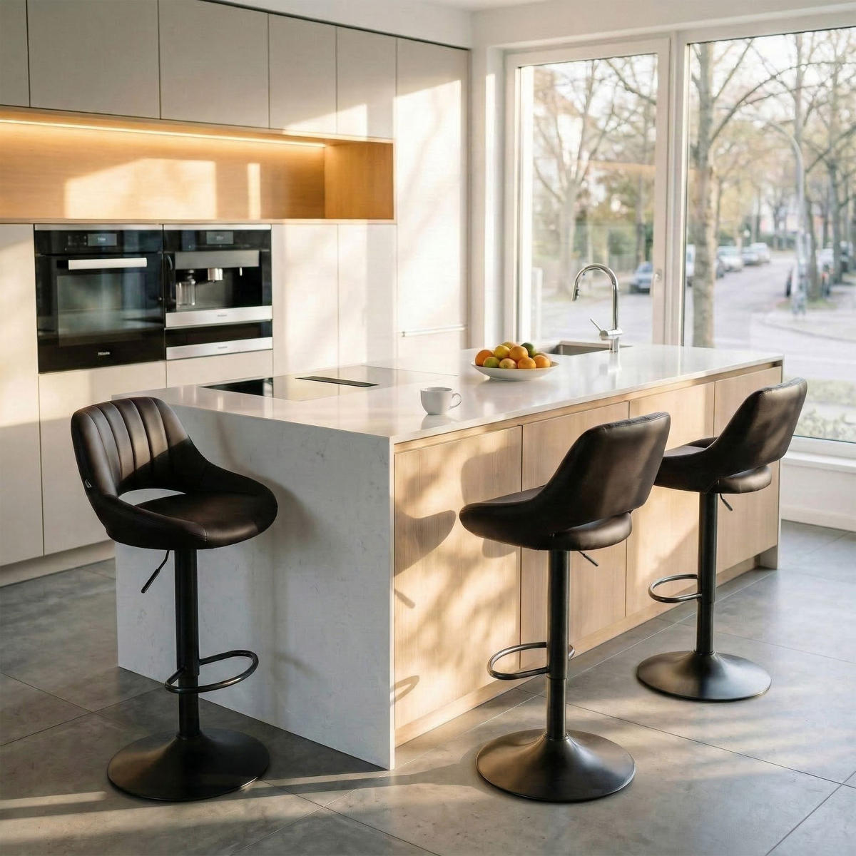 BARHOCKER Lederlook Braun - Schwarz/Braun, Textil/Metall (47/85/48cm) - CLP