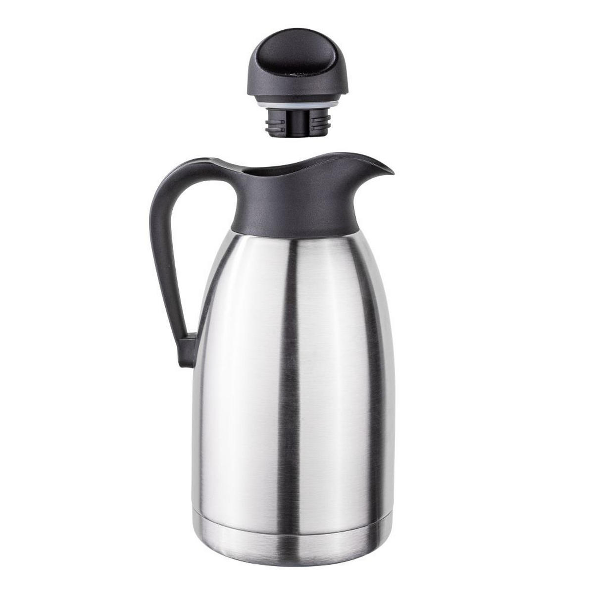 ISOLIERKANNE 2 Liter aus Edelstahl doppelwandig, mit Drehverschluss - Transparent, Metall (13.6/13.6cm)