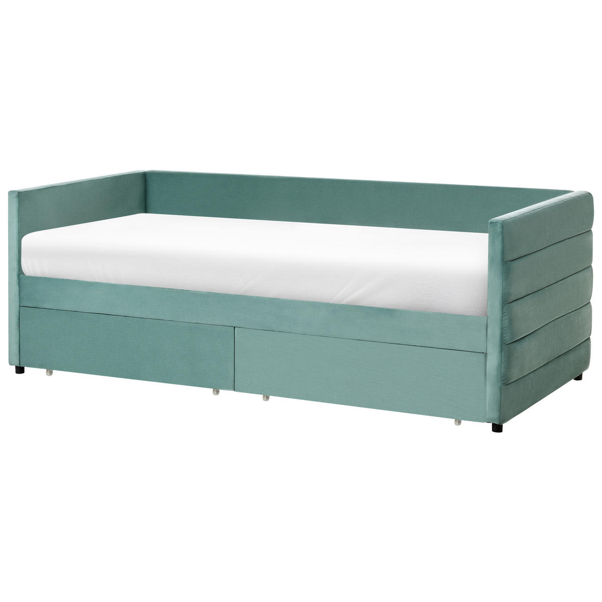 TAGESBETT mit Stauraum 90/200 Samtstoff Mintgrün Marray - Mintgrün, Textil (90/200cm) - Beliani