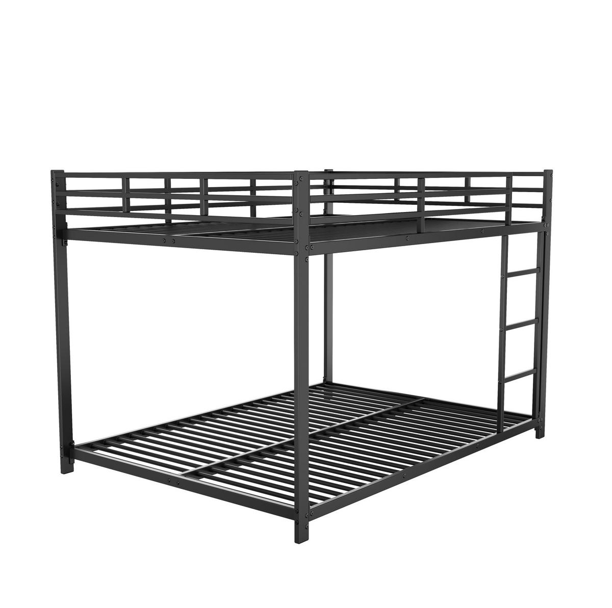 ETAGENBETT 140/200 cm Schwarz aus Metall mit Sicherheitsleisten - Schwarz, Metall (140/200cm) - OKWISH