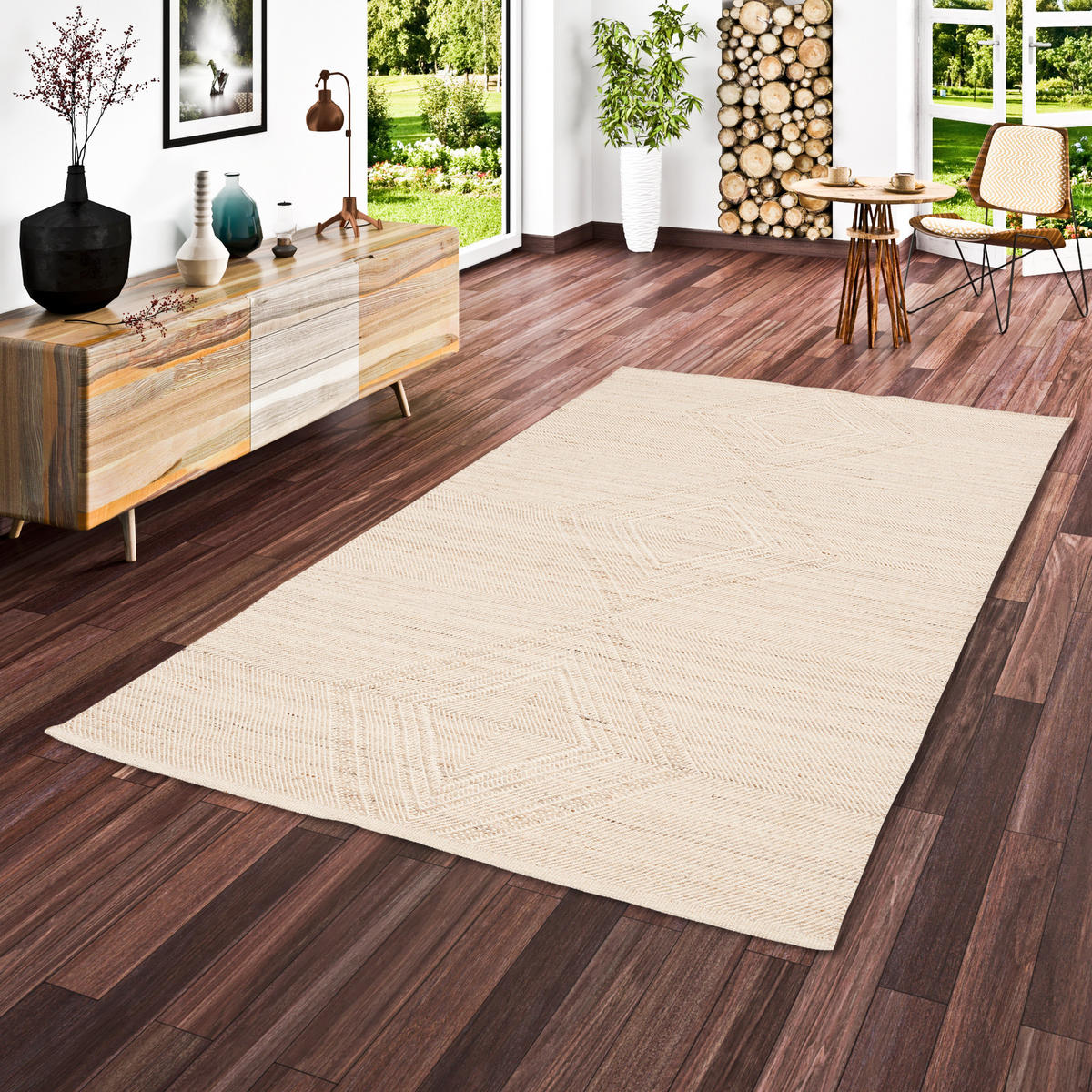 NATUR TEPPICH KELIM WOLLE LARA MELIERT - Naturfarben, Textil (70/130cm) - Pergamon