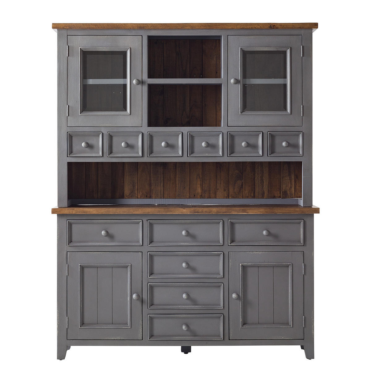 BUFFETSCHRANK - Kiefer massiv - Grau, Holz (159/200/40cm) - home24