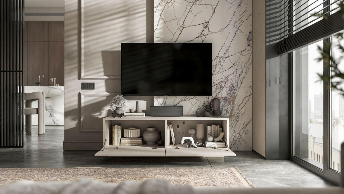TV-SCHRANK Enjoy Eiche Kaschmir matt Loft 120 cm - Kaschmir, Holzwerkstoff (120/37/35cm) - Meble Lindner