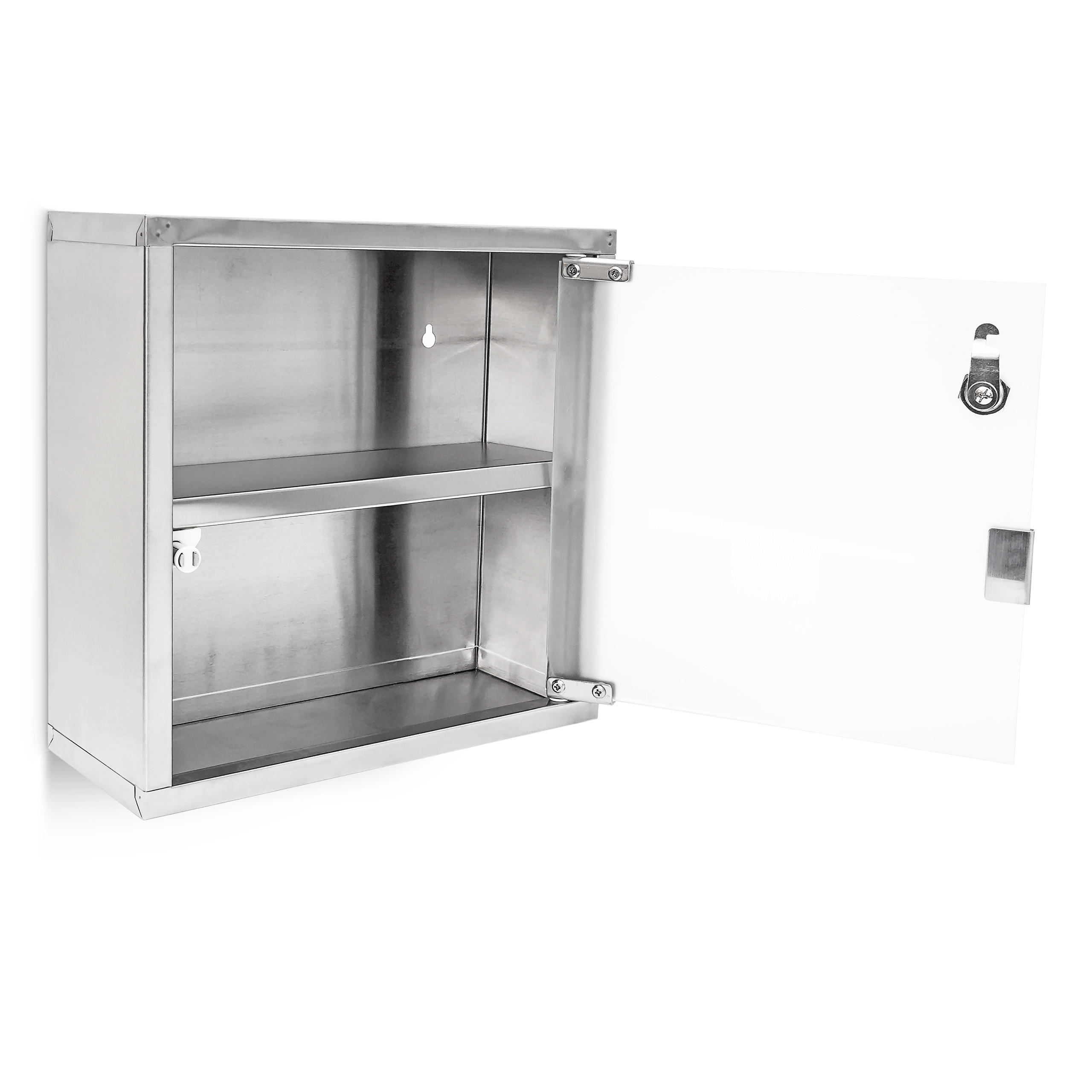 MEDIZINSCHRANK - Silberfarben, Glas/Metall (30/30/12cm) - Relaxdays