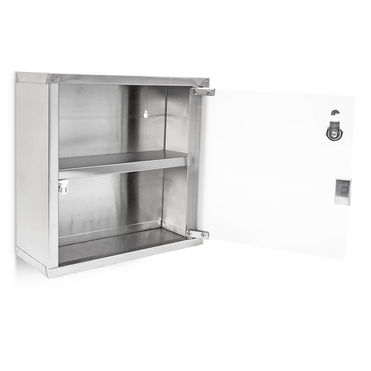 MEDIZINSCHRANK - Silberfarben, Glas/Metall (30/30/12cm) - Relaxdays
