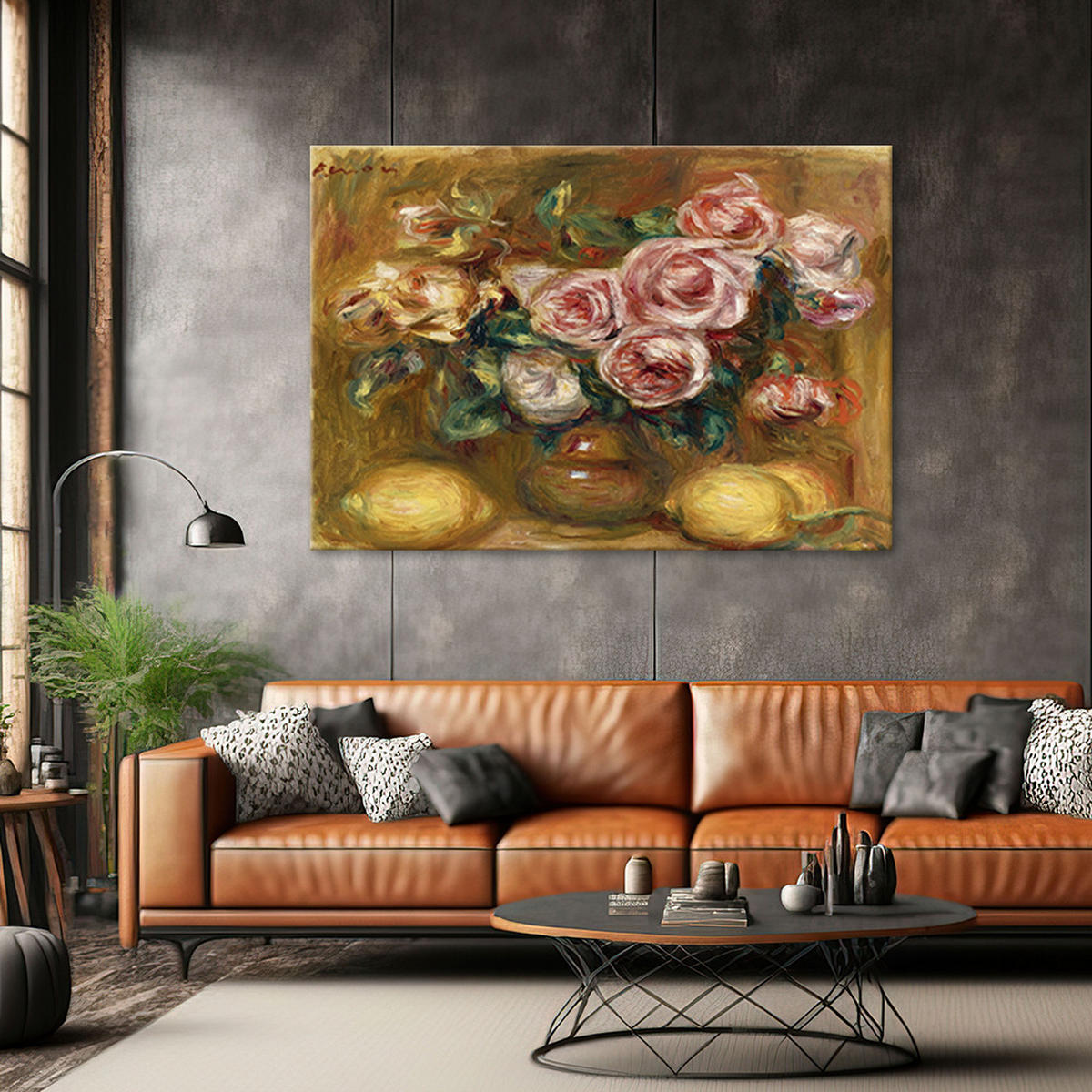 WANDBILD blumenstrauß aus rosen auguste renoir - Multicolor, Textil (60/40cm) - Feeby