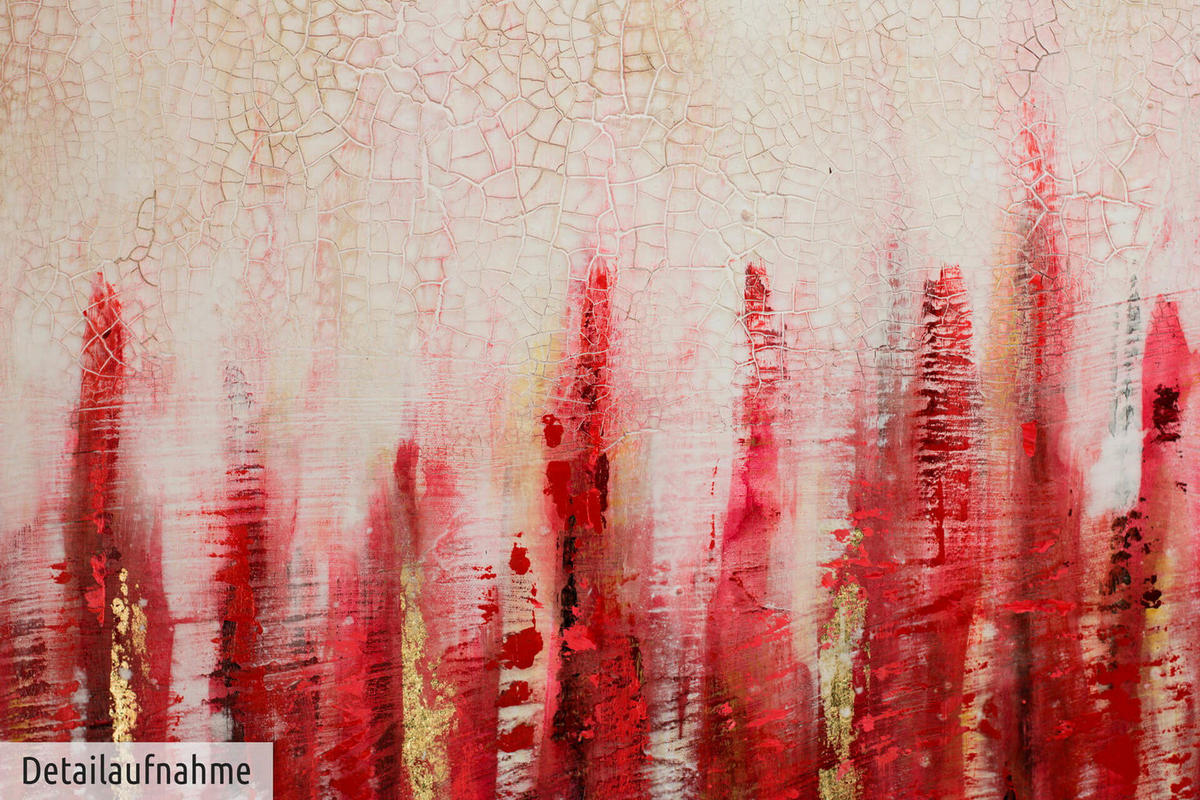 ACRYLBILD HANDGEMALT 120/80 cm - Beige/Rot, Holz/Textil (2.02/80cm) - KUNSTLOFT