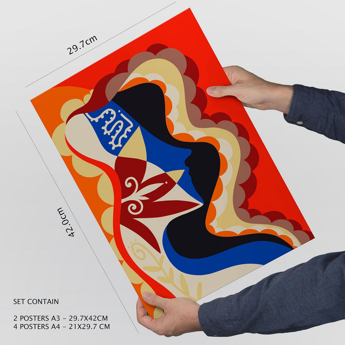 POSTER Set Mit 6 Rococo Arts 2 In Weibliche Zusammenfassung Ästhetische Dekorative Gemälde Für Ihr Wohnzimmer, Schlafzimmer, Zuhause A3 & A4 Rahmenlos - Klar, Papier (29/3cm) - Nacnic