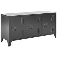 LOWBOARD Metall schwarz 3 Türen Cardiff - Schwarz, Metall (120/60/40cm) - Beliani