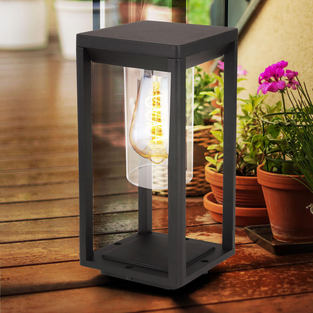 WEGELEUCHTE CANDELA Alu Schwarz - Schwarz, Kunststoff (15/15/35cm) - Globo Lighting