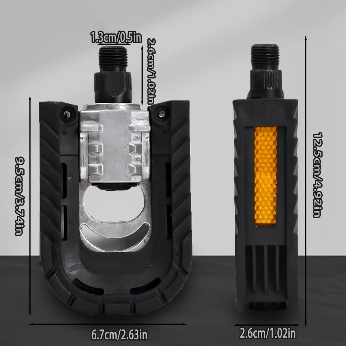 FAHRRADPEDALE Klapppedale Alu mit Reflektoren & Anti-Rost - Schwarz, Metall (6.7/2.6/12.5cm)