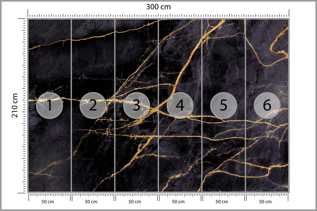 FOTOTAPETE Marmor Muster Abstraktion Glamour 300x210 - Beige/Schwarz, Papier (300/210cm) - Muralo
