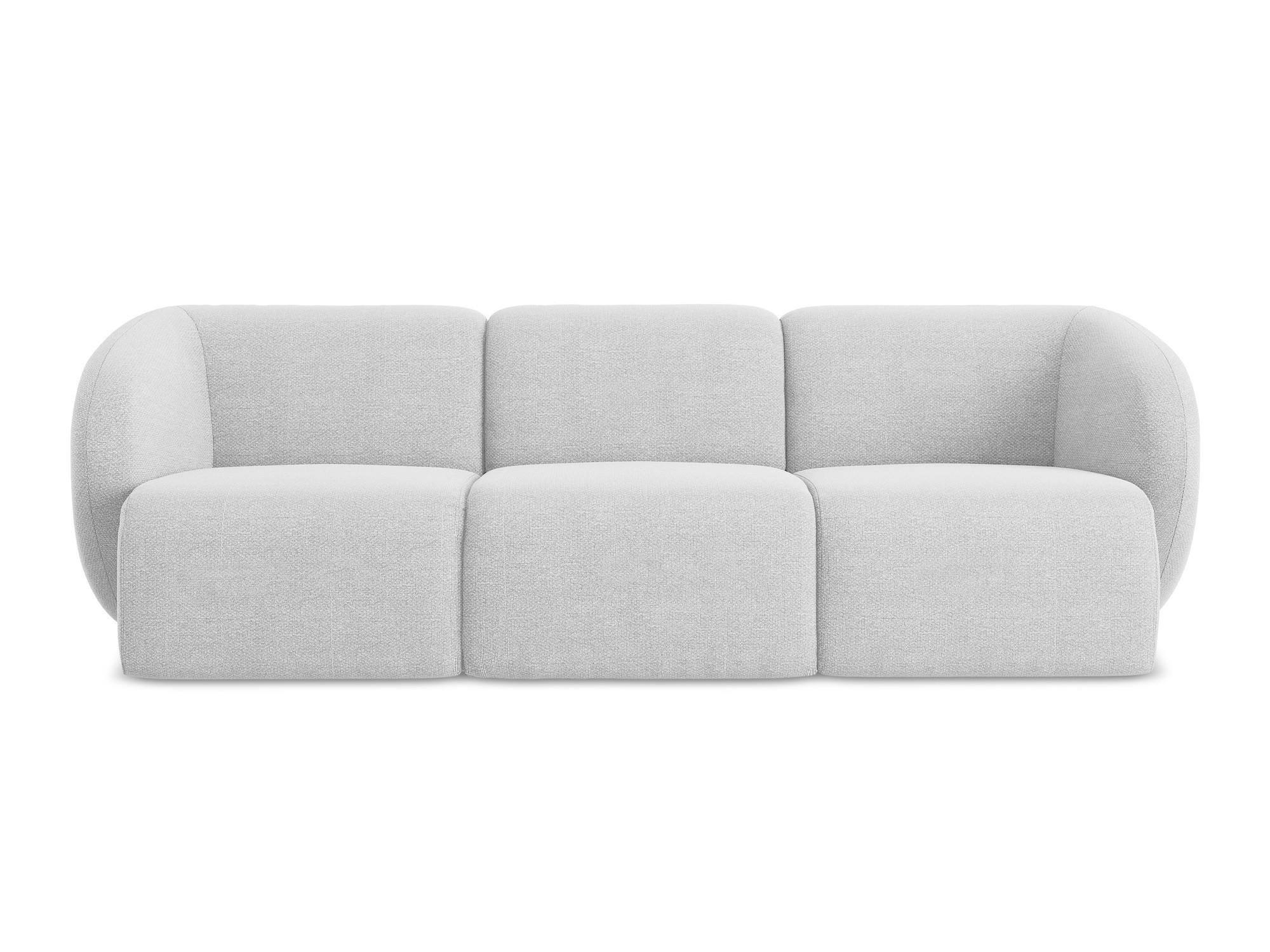 3-SITZER SOFA Bouclé Stoff Grau - Silberfarben/Schwarz, Holzwerkstoff/Kunststoff (244/75/94cm) - Makamii