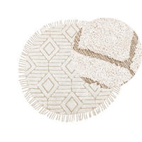 TEPPICH geflochten Horasan 140/140 cm - Beige, Textil (140/140cm) - Beliani