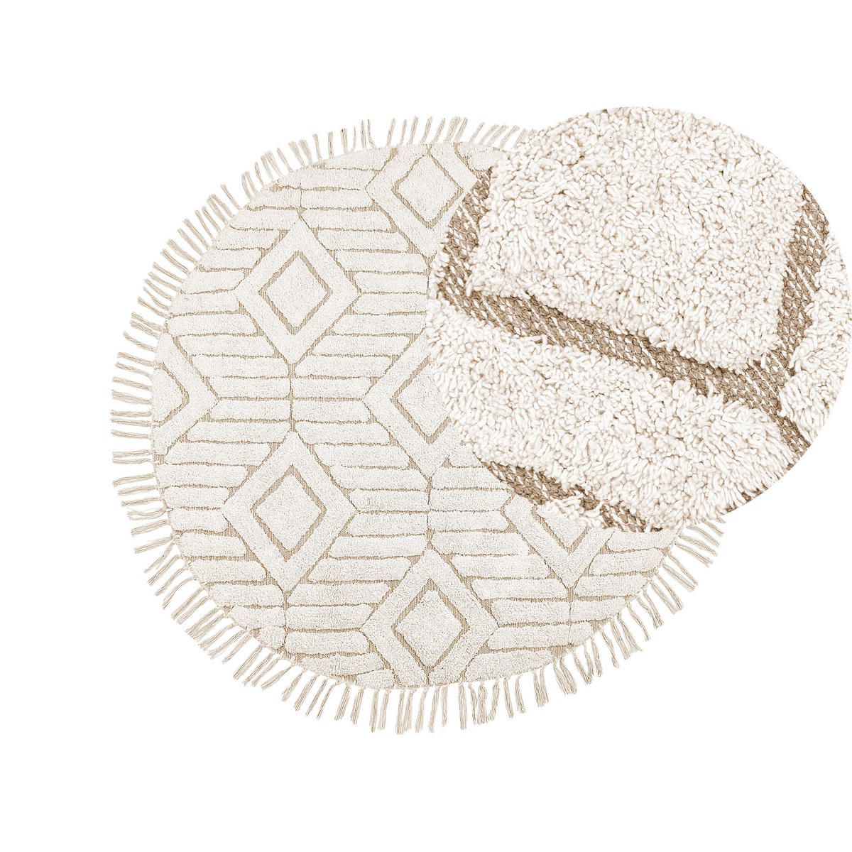TEPPICH geflochten Horasan 140/140 cm - Beige, Textil (140/140cm) - Beliani