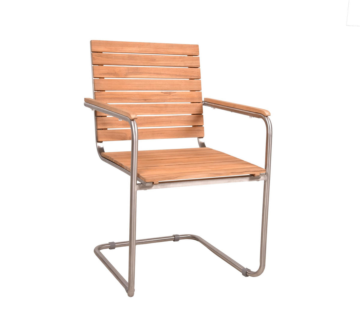 GARTEN-SITZGRUPPE Paul 7-teilig Tisch Freischwinger Braun Gartenmöbel-Set - Silberfarben, Holz - DELUKE