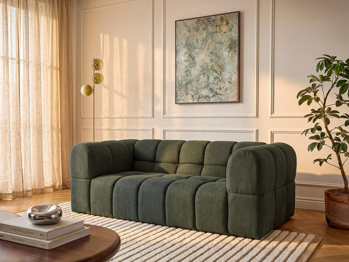 SOFA - 3 Personen - stoff - khaki Rimalo - Schlammfarben, Textil (214/75/102cm) - Vente-Unique