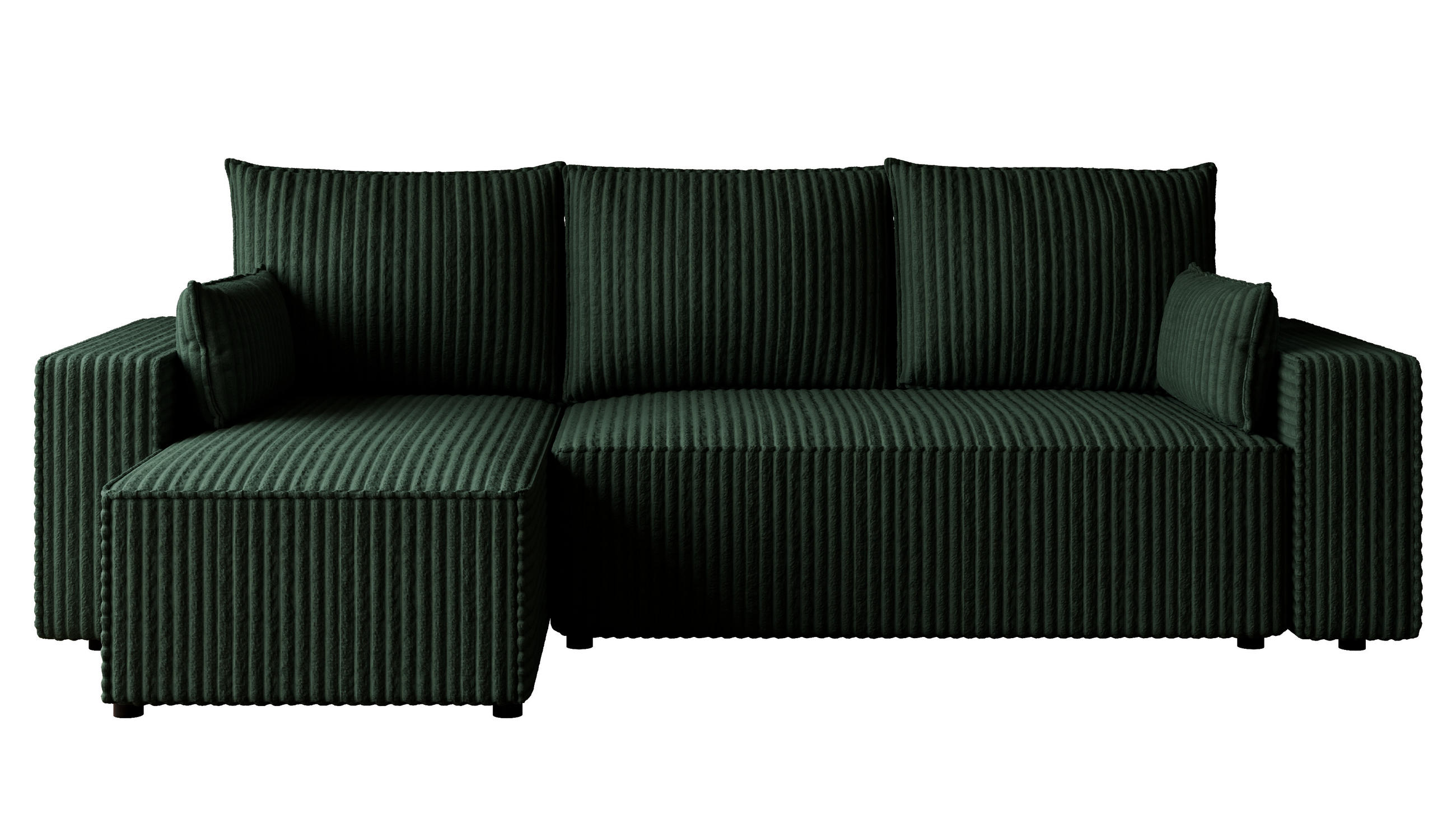 ECKSOFA Tobi mit Bettkasten und Schlaffunktion, L-Form, Cordstoff, Universal - Dunkelgrün, Holzwerkstoff (246/145cm) - 4ALL HOME