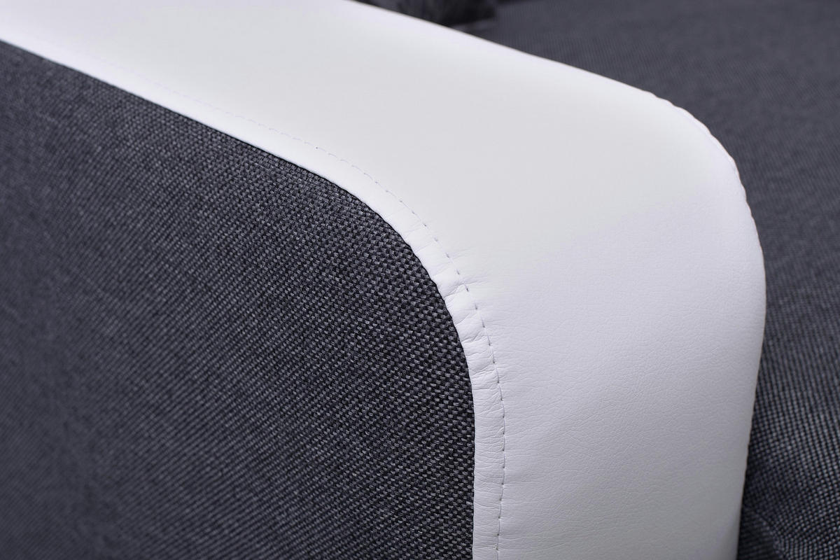 ECKSOFA MIRA Grau Geflochtener Stoff mit Schlaffunktion - Grau, Holz (263/184cm) - MASSENO