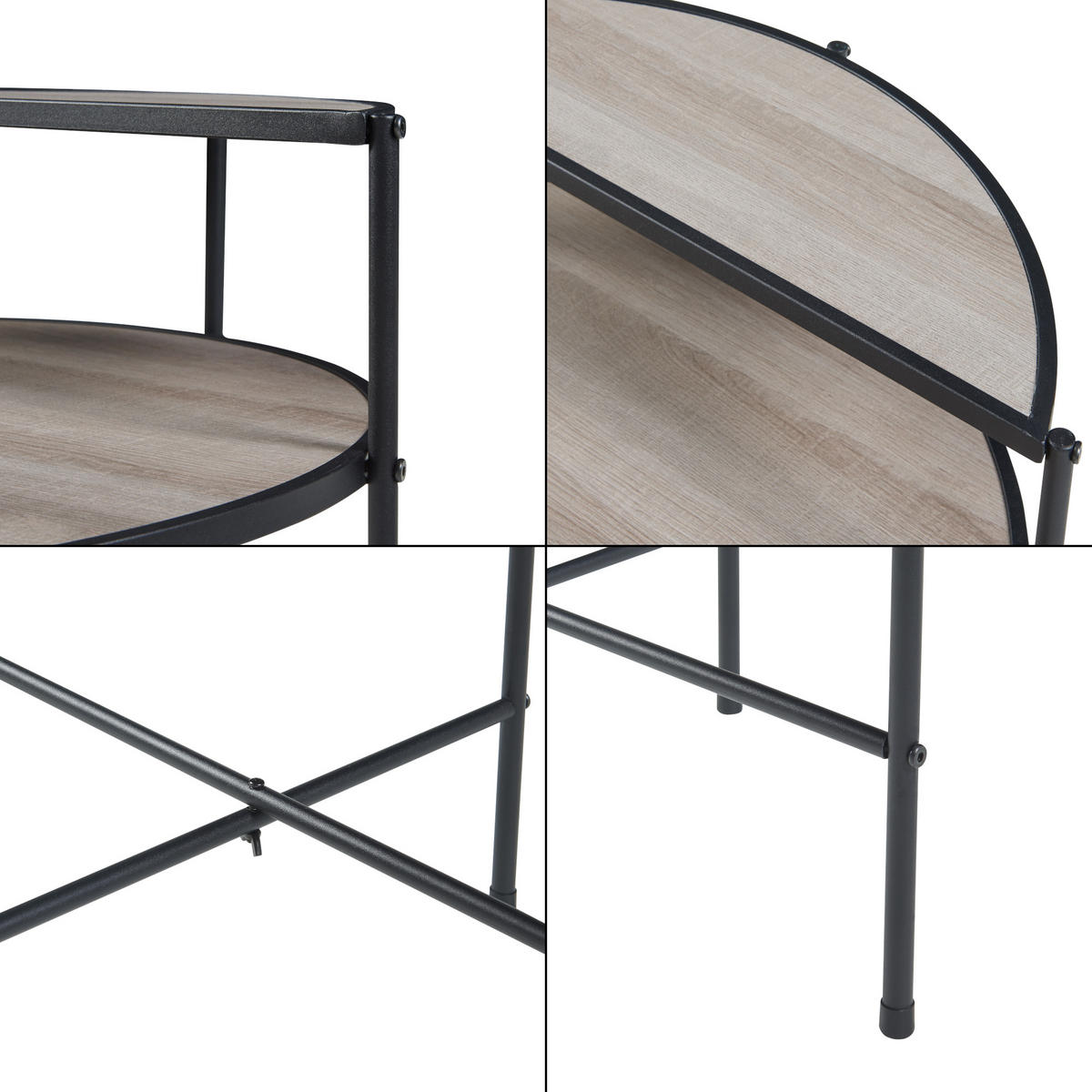 BEISTELLTISCH Fyresdal - Eichefarben/Schwarz, Holzwerkstoff/Metall (62/62/68cm) - [en.casa]