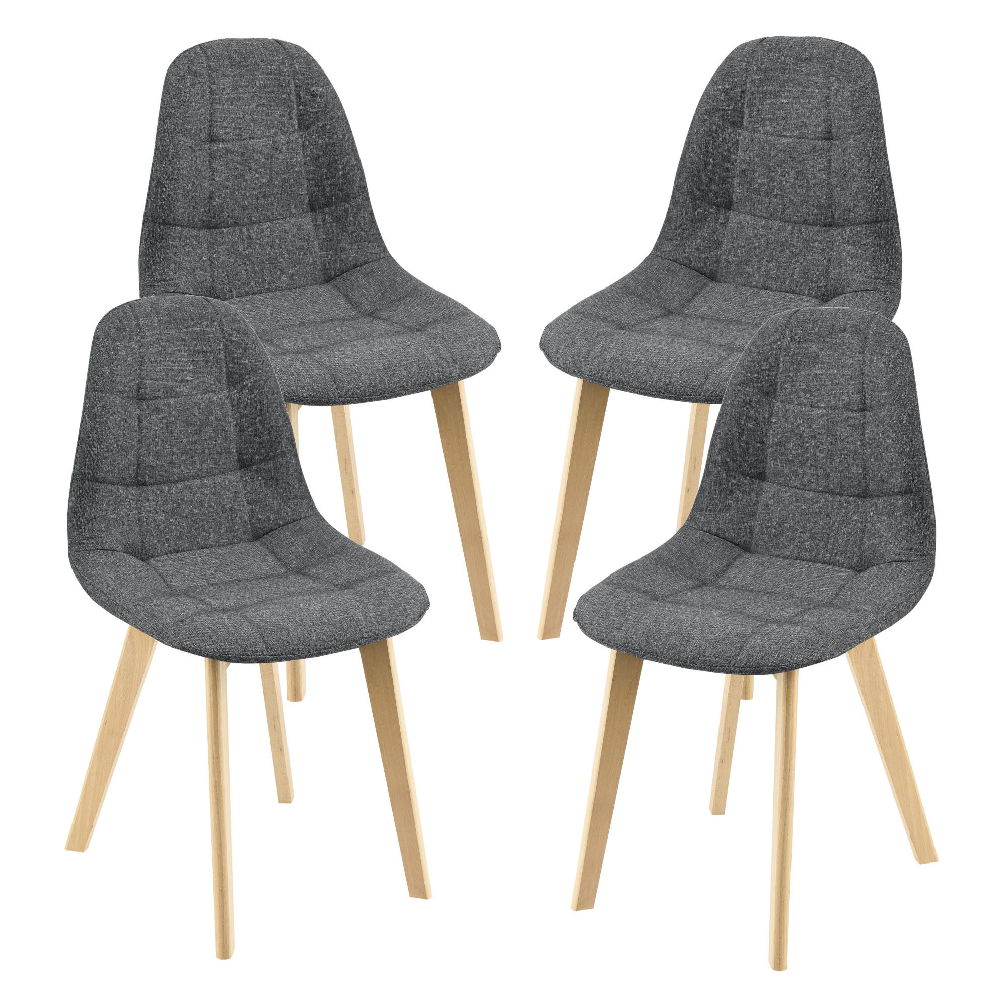 ESSZIMMERSTUHL Kopparberg 4er-Set - Grau, Textil (53/86/47cm) - [en.casa]