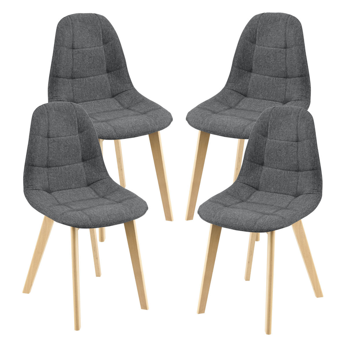 ESSZIMMERSTUHL Kopparberg 4er-Set - Grau, Textil (53/86/47cm) - [en.casa]