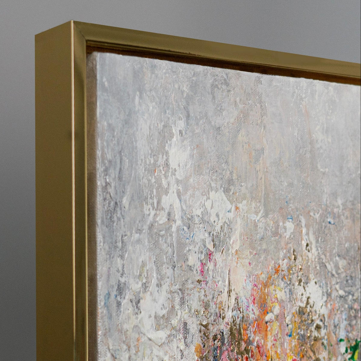 GEMÄLDE Farbige Energie Schattenfugenrahmen Gold 70x50 cm - Goldfarben, Holz (70/50cm) - YS-art gallery