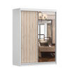 SCHWEBETÜRENSCHRANK Lami B Weiß/Weiß mit Spiegel, + LED-Beleuchtung 150 cm - Alufarben/Weiß, Glas/Holzwerkstoff (150/200/61cm) - imoebel24