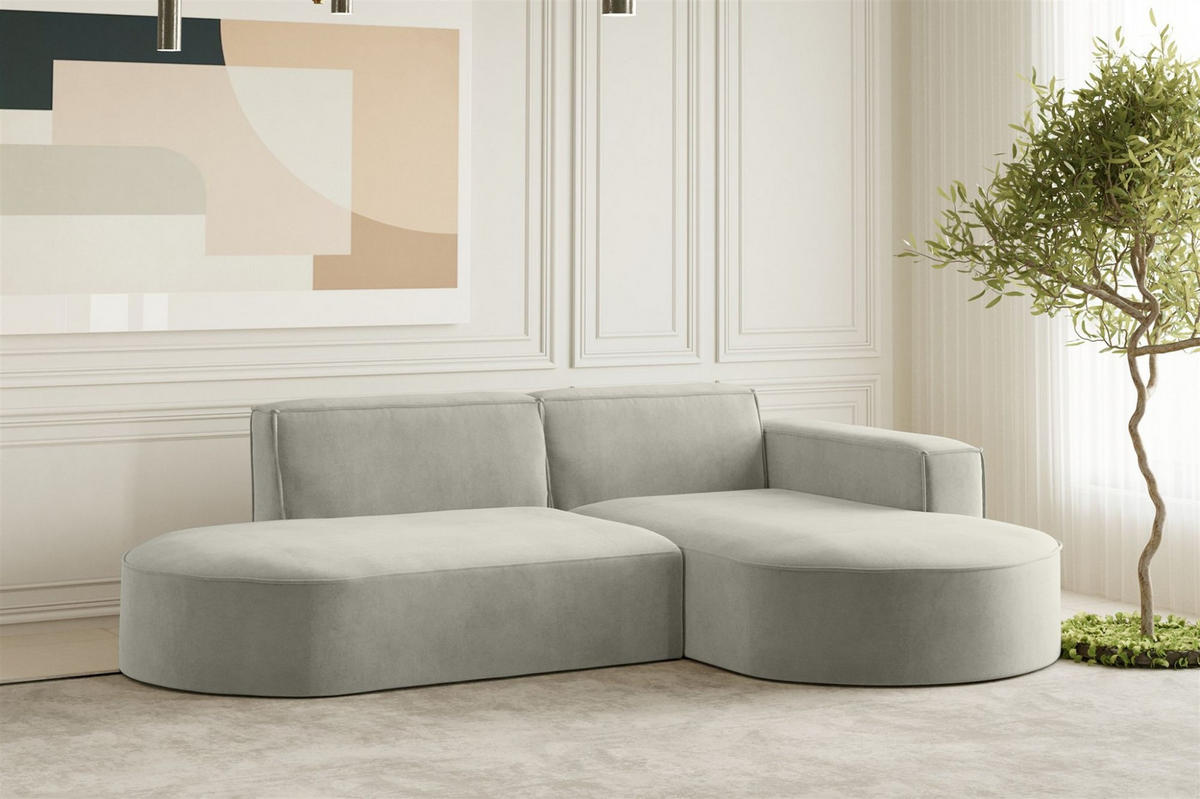 SOFASET Palma In Noel - Hellgrau, Holzwerkstoff/Textil (236/78/165cm) - Fun Möbel