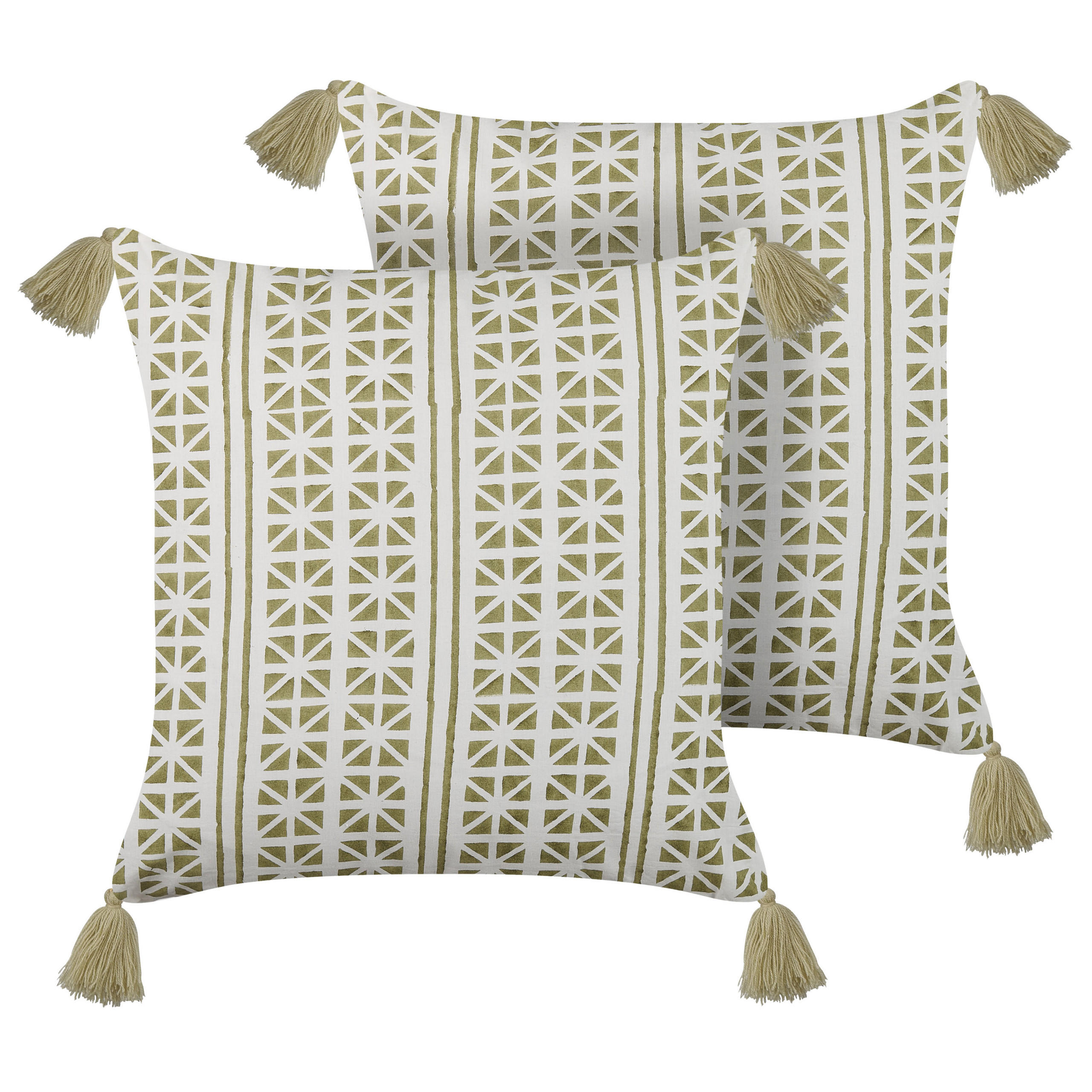 DEKOKISSEN 2er-Set Hellgrün 45/45 cm Syringa - Hellgrün, Naturmaterialen/Textil (45/45cm) - Beliani
