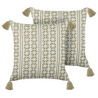 DEKOKISSEN 2er-Set Hellgrün 45/45 cm Syringa - Hellgrün, Naturmaterialen/Textil (45/45cm) - Beliani