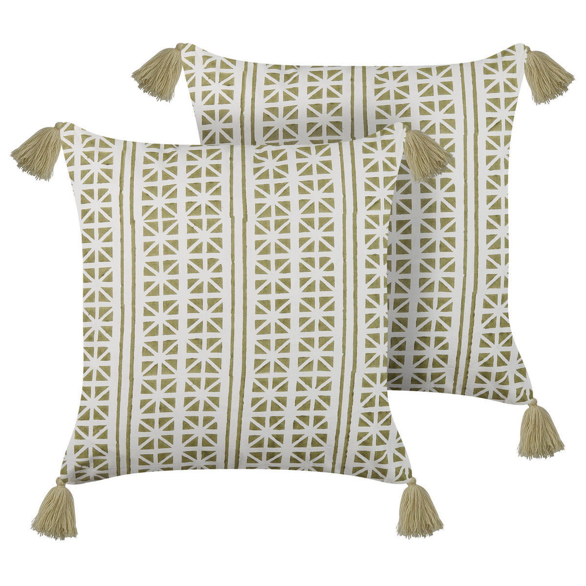DEKOKISSEN 2er-Set Hellgrün 45/45 cm Syringa - Hellgrün, Naturmaterialen/Textil (45/45cm) - Beliani