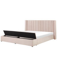 POLSTERBETT 180/200cm Pastellrosa Noyers - Pink, Textil (180/200cm) - Beliani