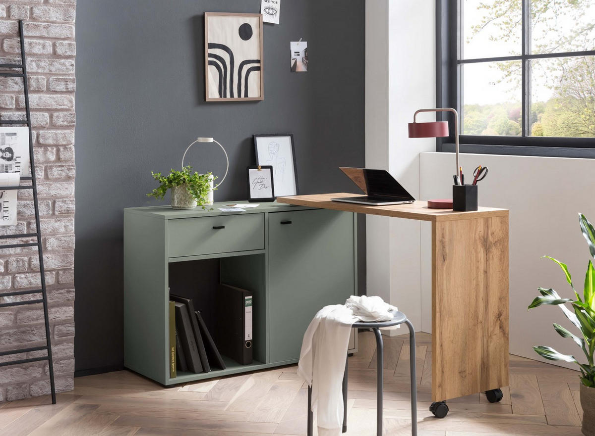 SCHREIBTISCH mit drehbarer Arbeitsplatte Monkey 75x105x39 cm Eiche/Pistazie - Grün, Holz (39/105/75cm) - PROREGAL