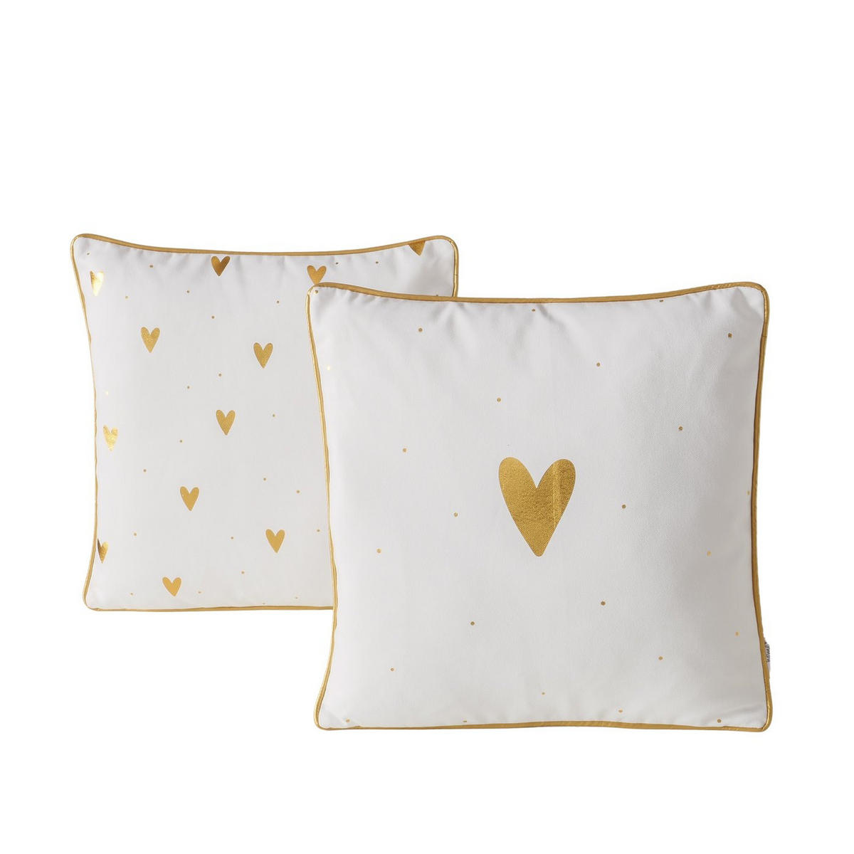 DEKOKISSEN mit metallischer Umrandung Dilara 45/45/13 cm - Goldfarben, Textil (45/45cm) - Boltze Home