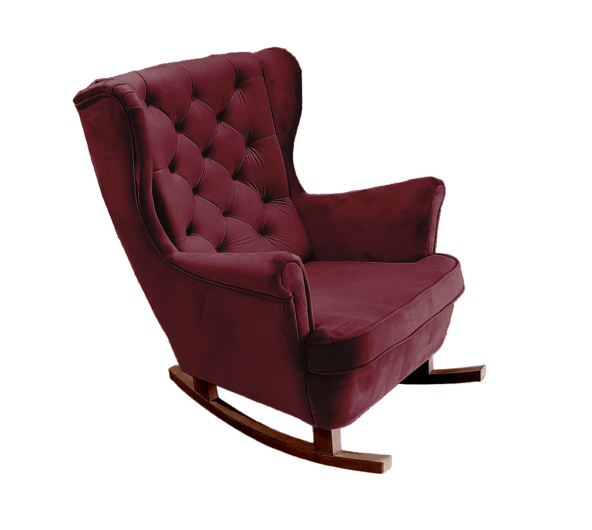SCHAUKELSESSEL mit gepolstertem Sitz und Armlehnen, 102x81x95 cm, Burgunderrot_29835 - Bordeaux/Braun, Holz/Textil (81/102/95cm) - DomoHome