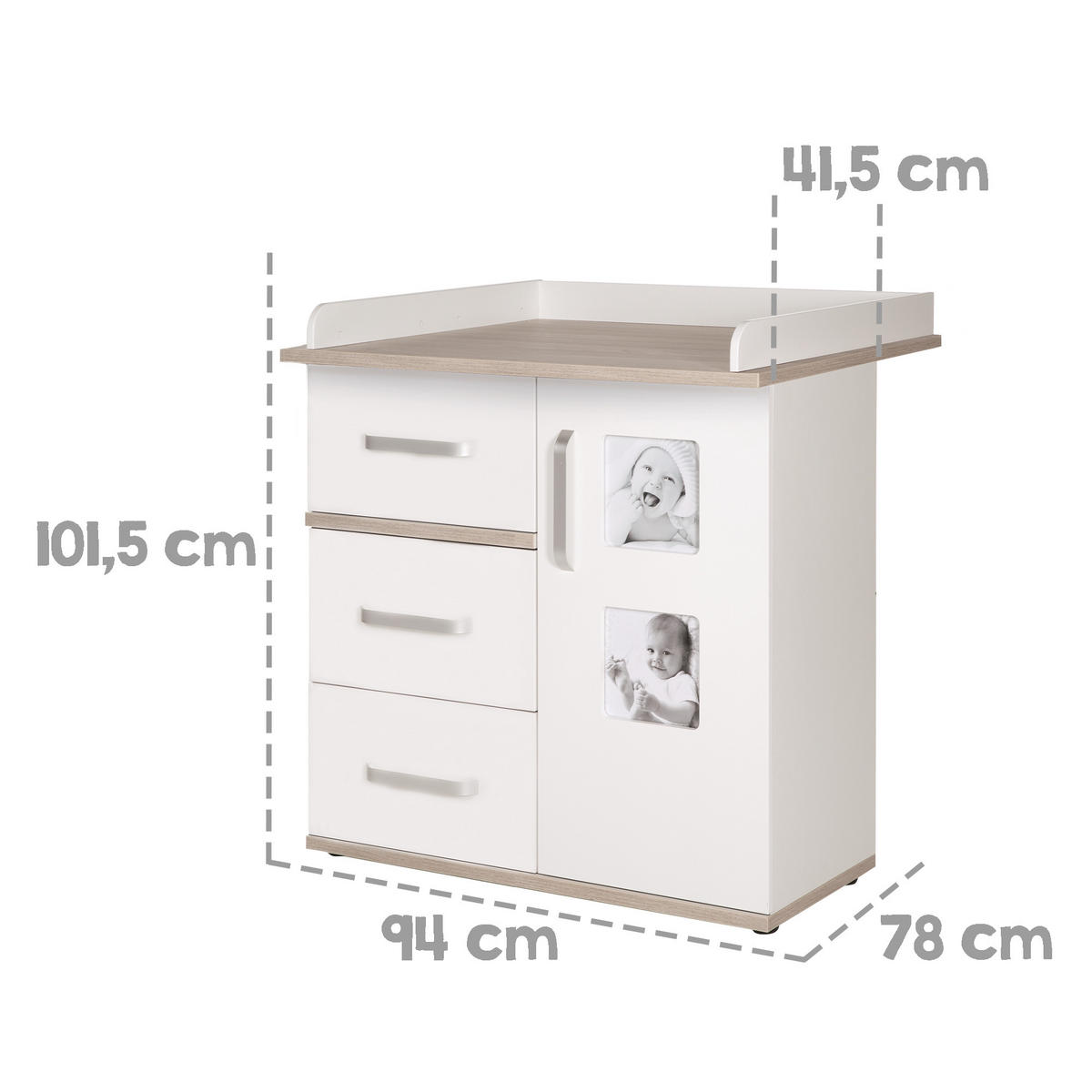 WICKELKOMMODE Moritz - Weiß, Holzwerkstoff/Metall (94/101.5/78cm) - Roba