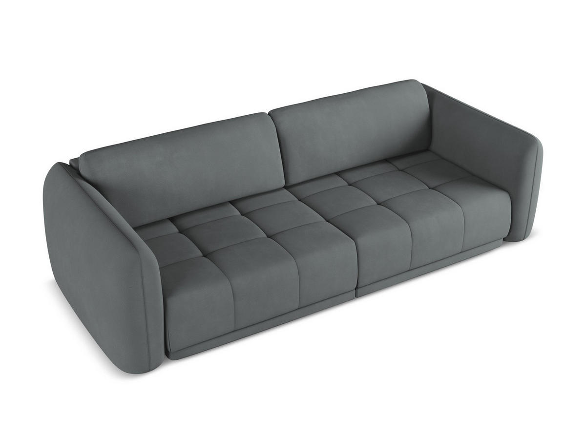 WOHNLANDSCHAFT Samt Stoff Grau - Dunkelgrau/Schwarz, Kunststoff/Textil (340/82/149cm) - Makamii