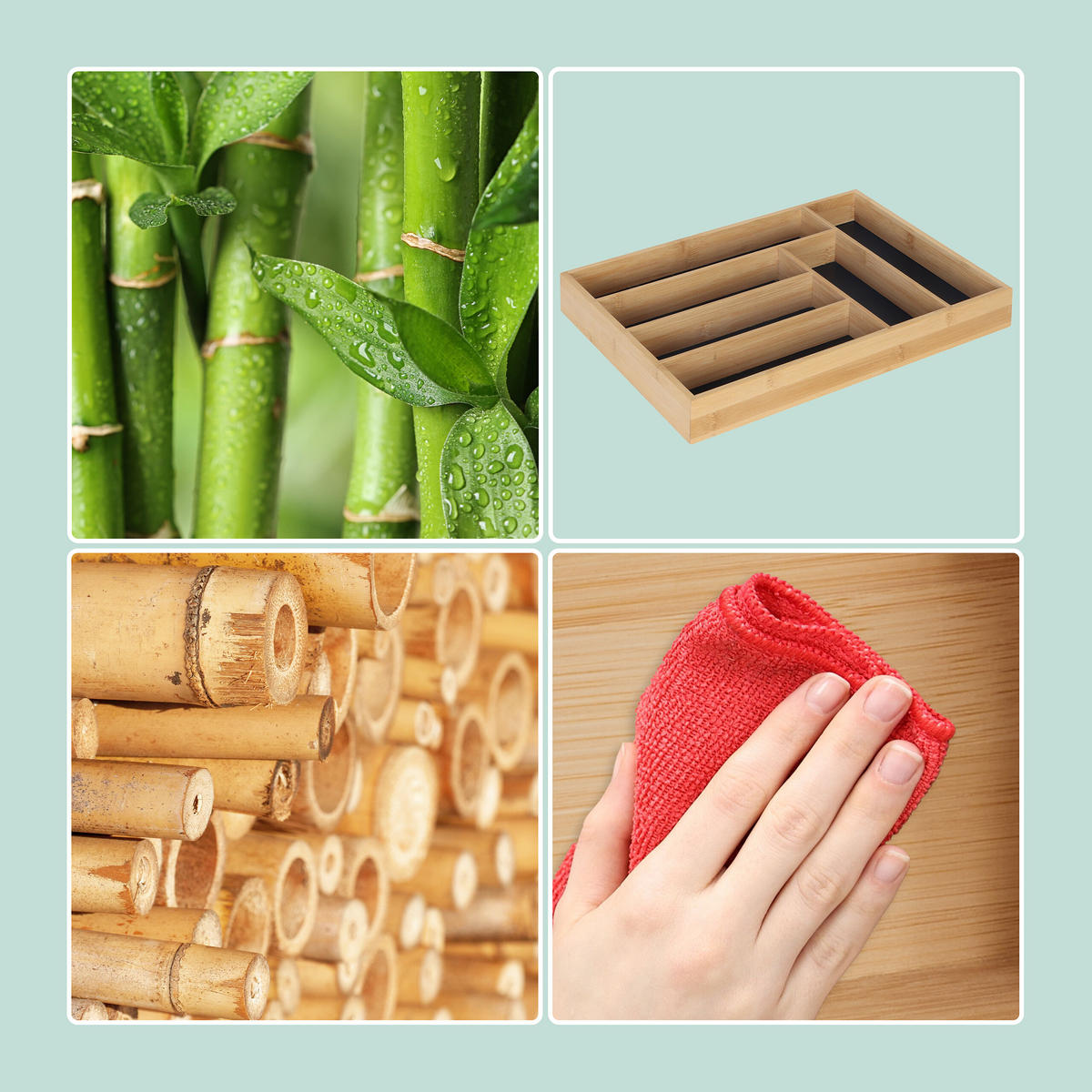 BESTECKKASTEN Bambus - Multicolor, Holz/Holzwerkstoff (35.5/5/25.5cm) - Relaxdays