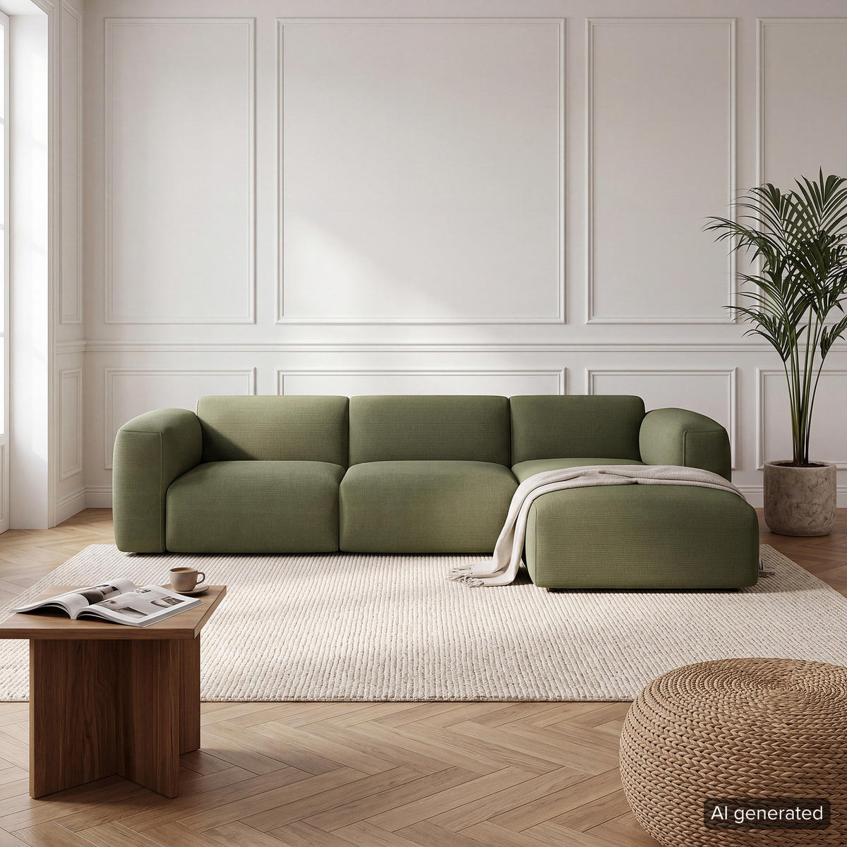 3-SITZER ECKSOFA mit Longchair - Dunkelgrün/Schwarz, Kunststoff/Textil (284/173cm) - home24