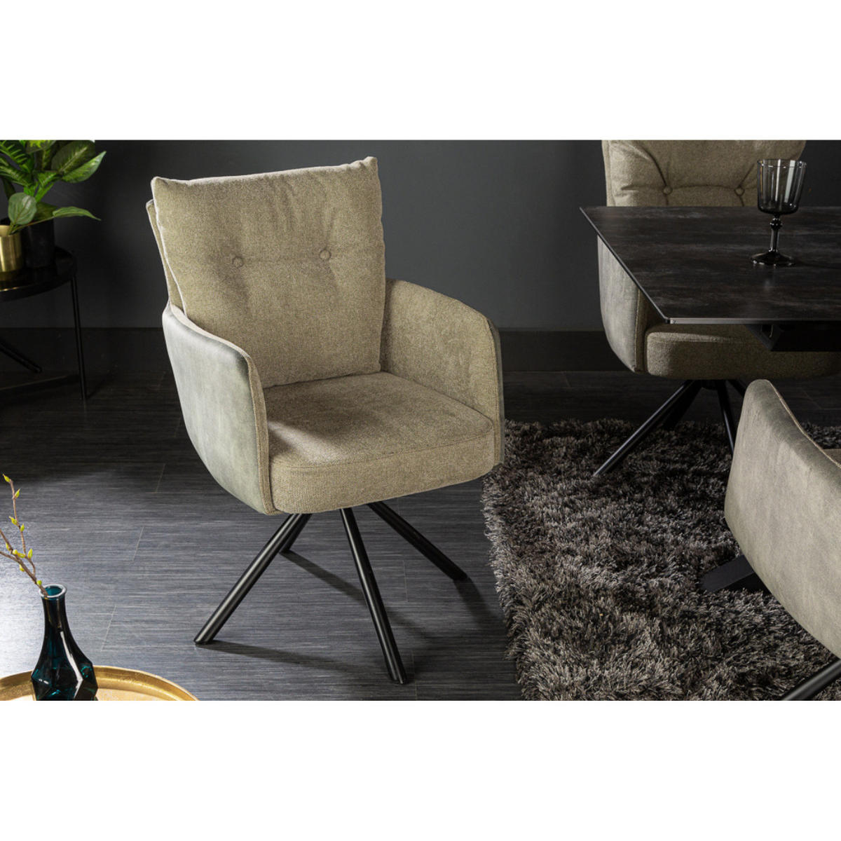 ARMLEHNSTUHL BIG GEORGE Samt Grün - Grün, Textil (58/90/68cm) - riess-ambiente